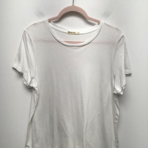 Marine Layer Women White Solid Crew Neck Long Sleeve Relaxed Fit Swing T-Shirt L - Picture 2 of 7